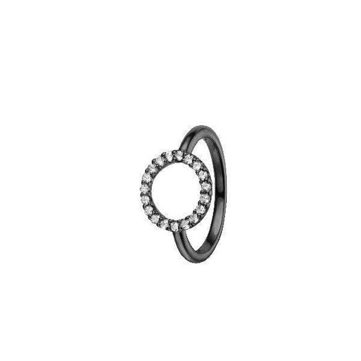 Topaz Circle ring i sort sølv fra Christina Jewelry & Watches med 19 topaser